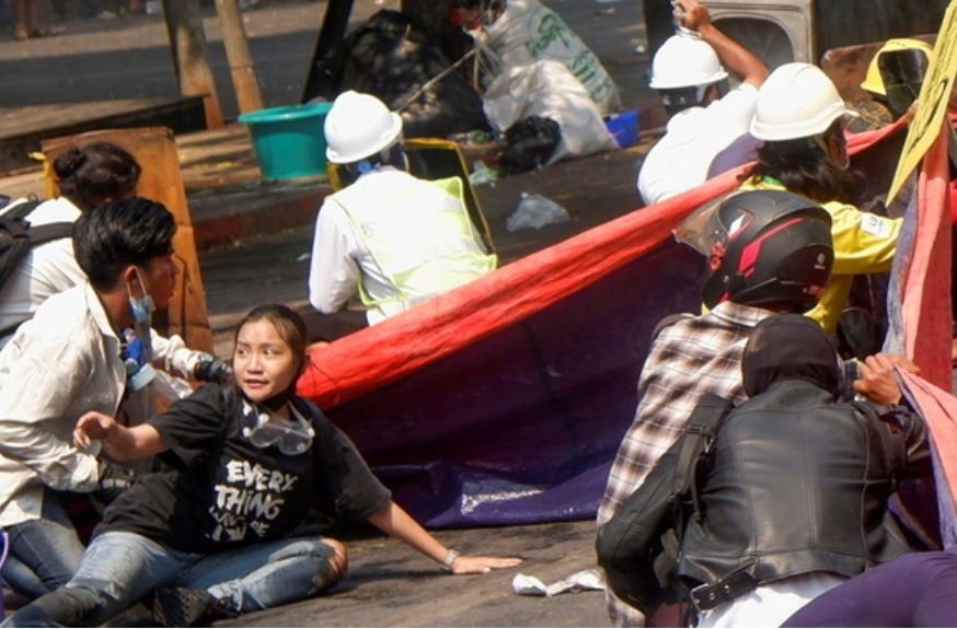 Angel protestos Birmânia