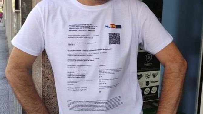 Camiseta com certificado Covid Galícia